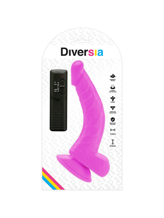 DIVERSIA - FLEXIBLE VIBRATING DILDO PURPLE 21.5 CM -O- 4.5 CM