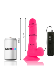 DIVERSIA - DILDO REALÍSTICO FLEXIBLE CON VIBRACIÓN ROSA 20.5 CM -O- 4.