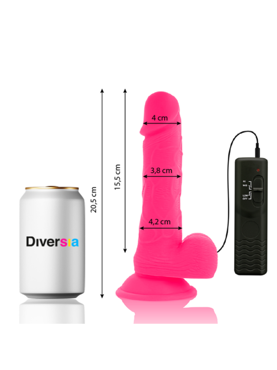 DIVERSIA - DILDO REALÍSTICO FLEXIBLE CON VIBRACIÓN ROSA 20.5 CM -O- 4.