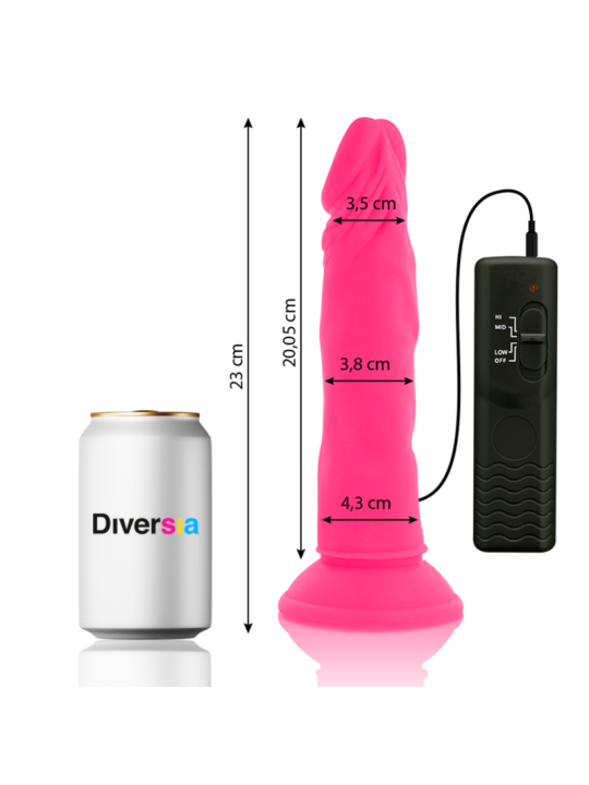 DIVERSIA - DILDO SOUPLE AVEC VIBRATION ROSE 23 CM -O- 4.3 CM