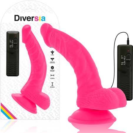 DIVERSIA - DILDO REALÍSTICO FLEXIBLE CON VIBRACIÓN ROSA 21.5 CM -O- 4.