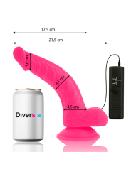 DIVERSIA - DILDO REALÍSTICO FLEXIBLE CON VIBRACIÓN ROSA 21.5 CM -O- 4.