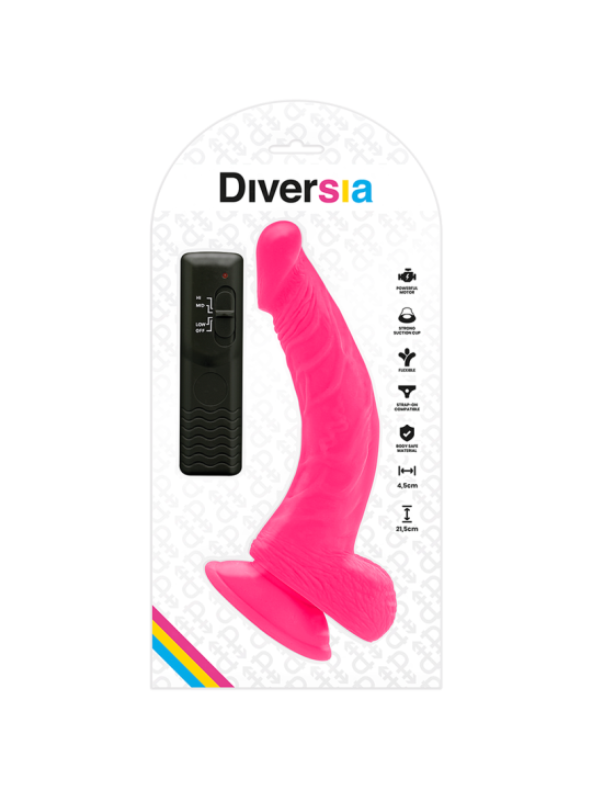 DIVERSIA - DILDO REALÍSTICO FLEXIBLE CON VIBRACIÓN ROSA 21.5 CM -O- 4.