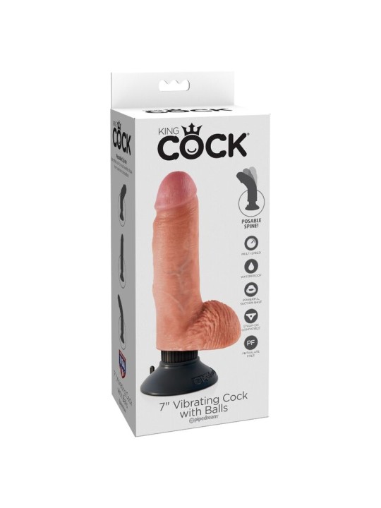 KING COCK - VIBRATORDILDO MIT HODEN 17.78 CM NATUR