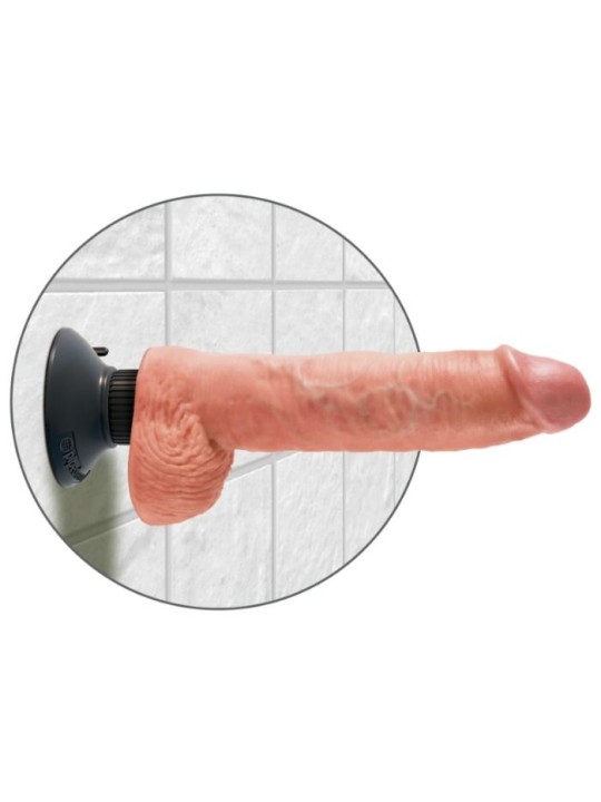 KING COCK - DILDO VIBRADOR CON TESTÍCULOS 25.5 CM COLOR NATURAL