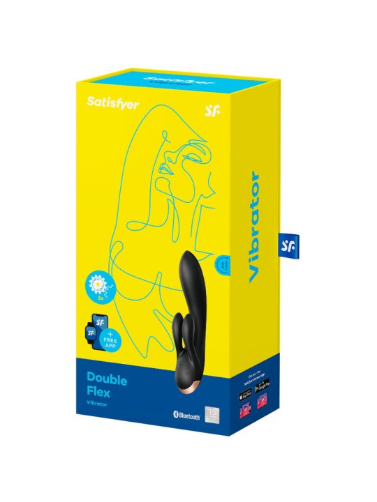 SATISFYER - APLICATIVO VIBRADOR DOUBLE FLEX PRETO