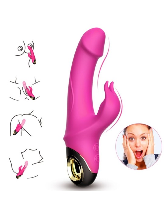 ARMONY - METEROR DILDO VIBRADOR RABBIT ROTADOR FUCSIA