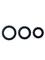 BAILE - TITAN SET 3PCS COCK RING BLACK 2.8 + 2.4 + 1.9 CM