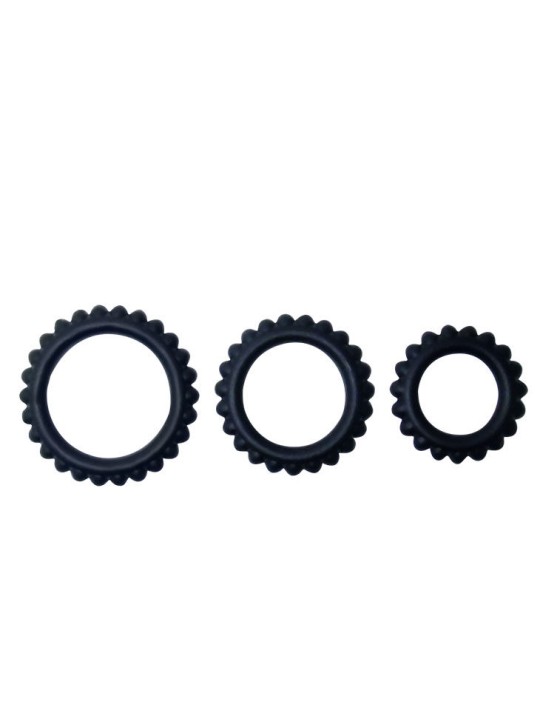 BAILE - CONJUNTO TITAN 3PCS ANEL PARA GALO PRETO 2.8 + 2.4 + 1.9 CM