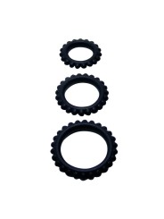 BAILE - TITAN SET 3PCS COCK RING BLACK 2.8 + 2.4 + 1.9 CM