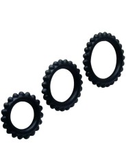 BAILE - TITAN SET 3PCS COCK RING BLACK 2.8 + 2.4 + 1.9 CM