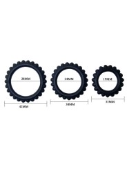 BAILE - TITAN SET 3PCS COCK RING BLACK 2.8 + 2.4 + 1.9 CM