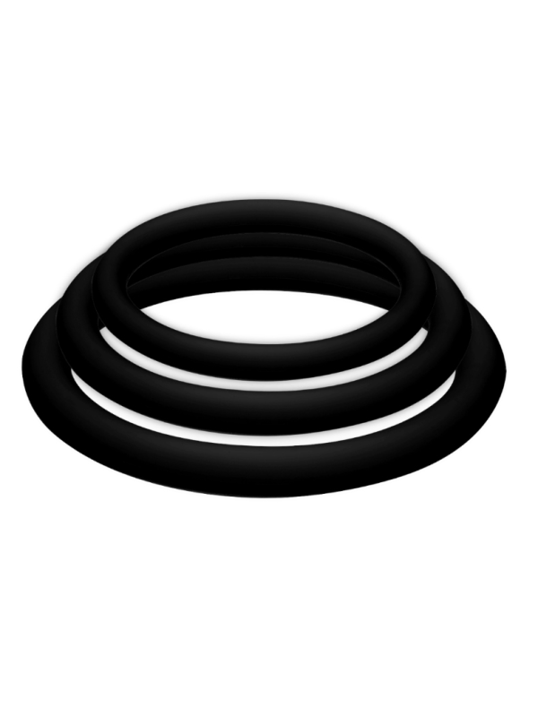 JOYDIVISION POTENZDUO - PLUS LOT DE 3 ANNEAUX NOIR - S, M, L
