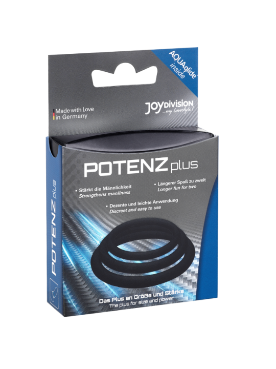 JOYDIVISION POTENZDUO - PLUS LOT DE 3 ANNEAUX NOIR - S, M, L
