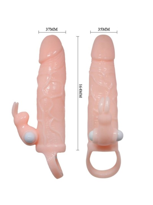 BAILE - BRAVE MAN FUNDA PENE CON RABBIT VIBRADOR 16.5 CM NATURAL