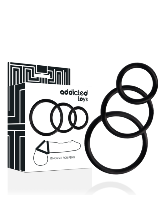 ADDICTED TOYS - RINGS SET FOR PENIS BLACK