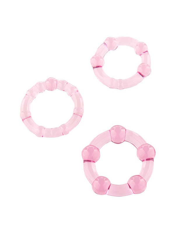 SEVEN CREATIONS - ENSEMBLE DE TROIS ANNEAUX PÉNIS ROSE