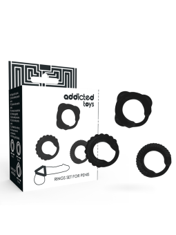 ADDICTED TOYS - SET 3 ANILLOS PENE NEGRO