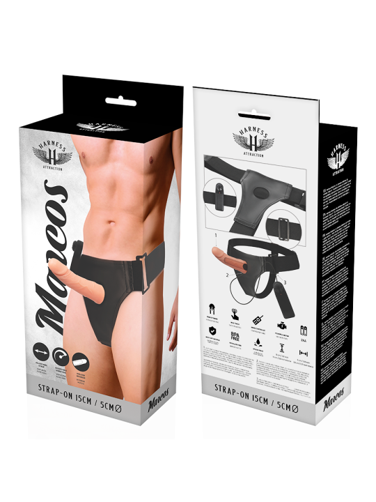 HARNESS ATTRACTION - HOLLE HARNAS FRAMES MET VIBRATOR 15 CM -OF- 5 CM