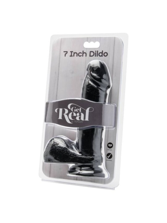 GET REAL - DILDO 18 CM COM BOLAS PRETAS