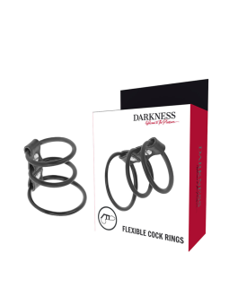 DARKNESS - SET DI 3 ANELLI PER PENE FLESSIBILI