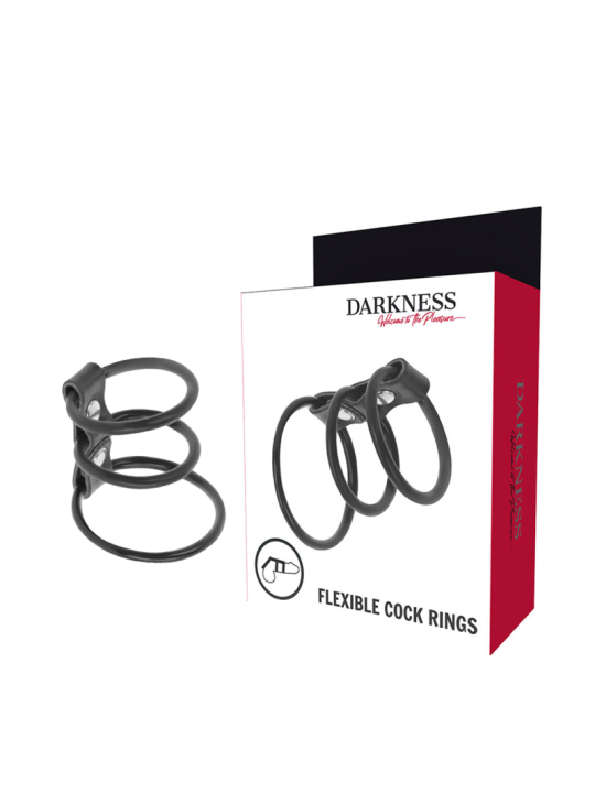 DARKNESS - ENSEMBLE DE 3 ANNEAUX PÉNIS FLEXIBLES