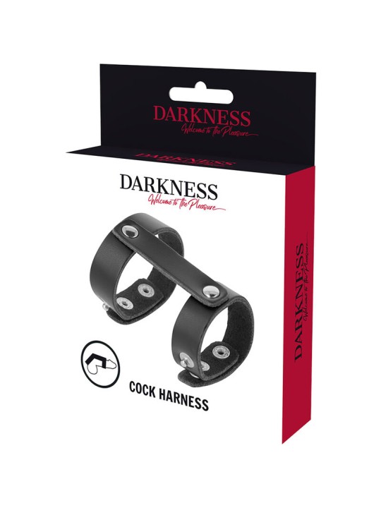 DARKNESS - ANNEAU DE PÉNIS ET TESTICULES RÉGLABLE EN CUIR
