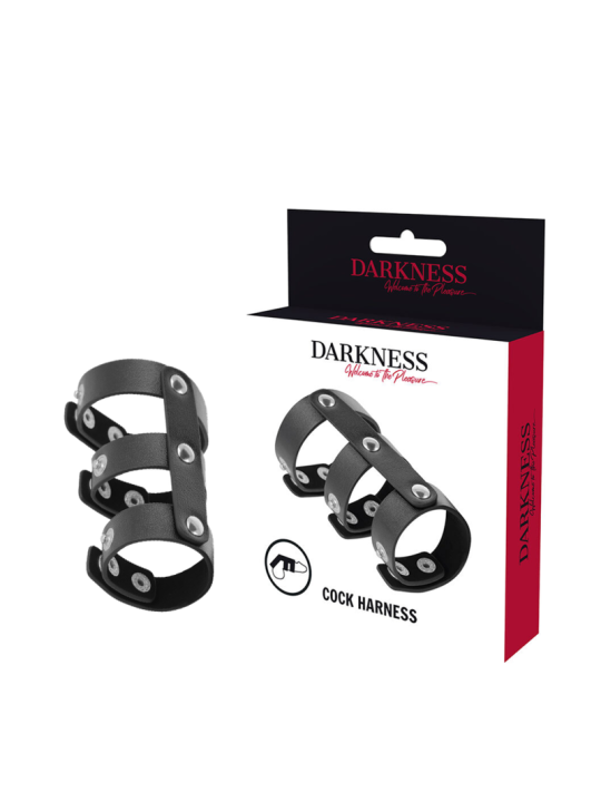 DARKNESS - VERSTELLBARER DOPPEL-PENIS- UND HODENRING AUS LEDER