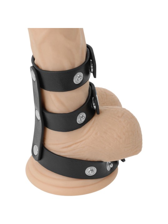 DARKNESS - VERSTELLBARER DOPPEL-PENIS- UND HODENRING AUS LEDER