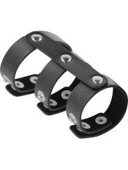 DARKNESS - VERSTELLBARER DOPPEL-PENIS- UND HODENRING AUS LEDER