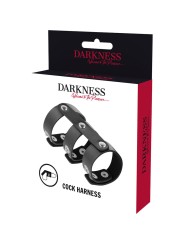 DARKNESS - ANILLO DOBLE PENE Y TESTÍCULOS AJUSTABLE LEATHER