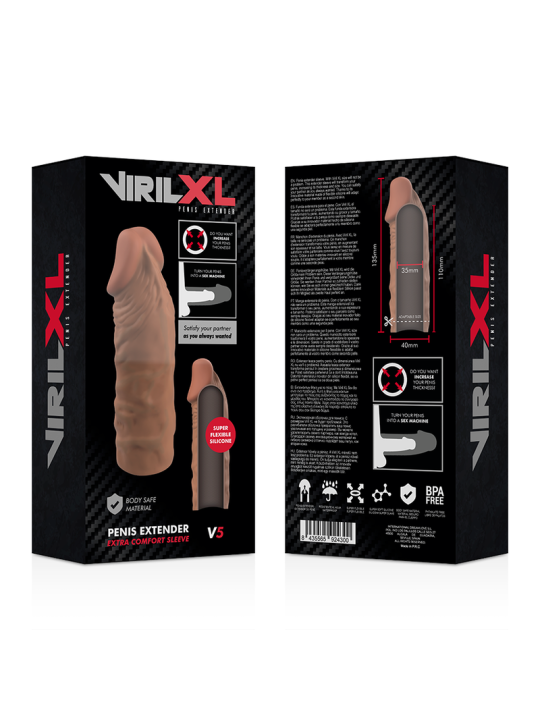 VIRILXL - EXTENSÃO DE PÊNIS DE SILICONE LÍQUIDO V5 MARROM