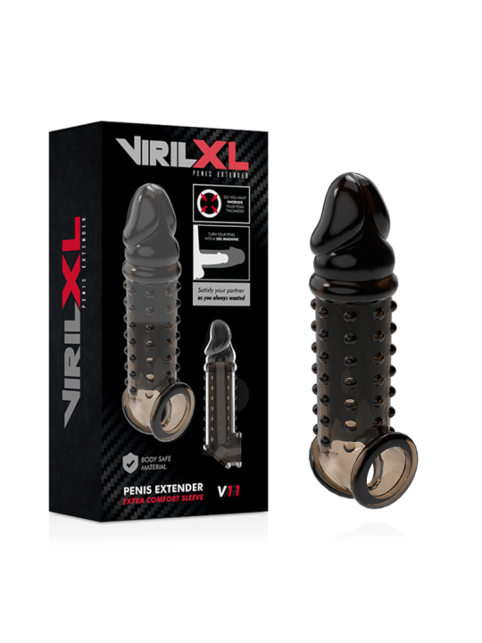 VIRILXL - EXTENSIÓN Y FUNDA DE PENE V11 NEGRO