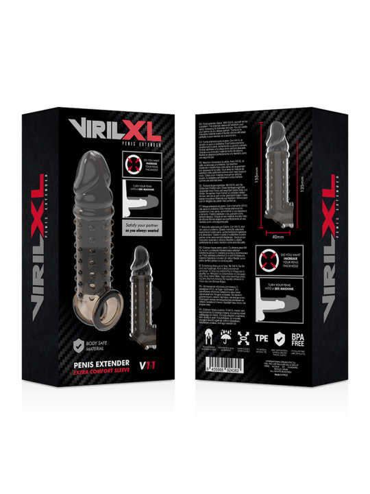 VIRILXL - EXTENSIÓN Y FUNDA DE PENE V11 NEGRO