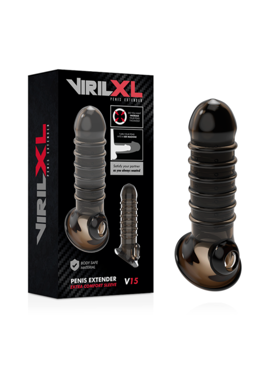 VIRILXL - EXTENSÃO E BAINHA DO PÉNIS V15 PRETA