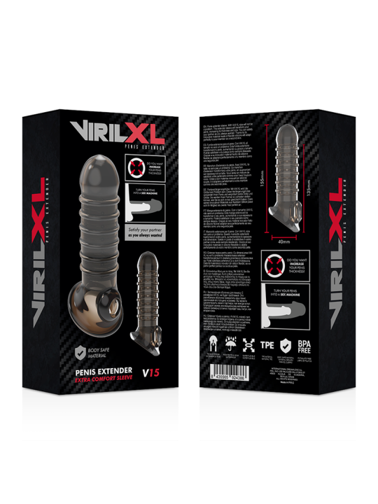 VIRILXL - EXTENSIÓN Y FUNDA DE PENE V15 NEGRO