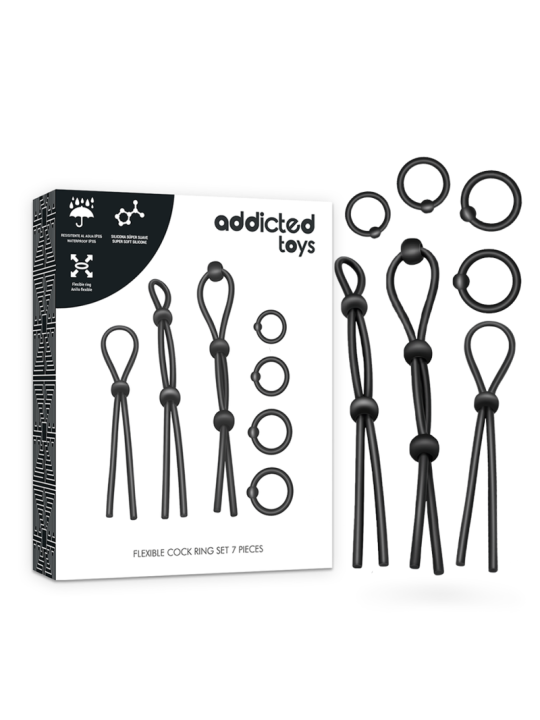 ADDICTED TOYS - KIT VAN 7 FLEXIBELE SILICONEN RINGEN
