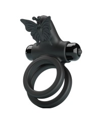 PRETTY LOVE - DOBLE ANILLO VIBRADOR CON ESTIMULADOR NEGRO
