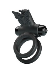 PRETTY LOVE - DOBLE ANILLO VIBRADOR CON ESTIMULADOR NEGRO