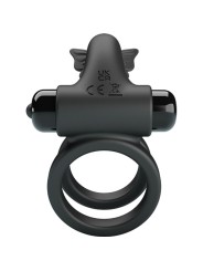 PRETTY LOVE - DOBLE ANILLO VIBRADOR CON ESTIMULADOR NEGRO