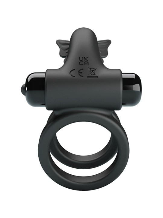 PRETTY LOVE - DOBLE ANILLO VIBRADOR CON ESTIMULADOR NEGRO