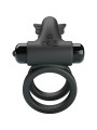 PRETTY LOVE - DOBLE ANILLO VIBRADOR CON ESTIMULADOR NEGRO