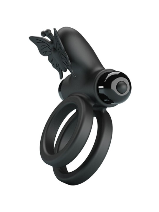 PRETTY LOVE - DUBBELE VIBRERENDE RING MET ZWARTE STIMULATOR