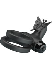 PRETTY LOVE - DOBLE ANILLO VIBRADOR CON ESTIMULADOR NEGRO
