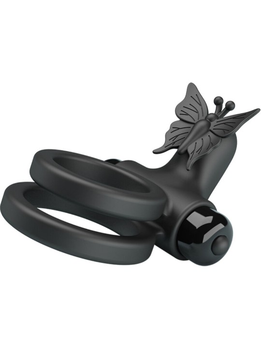 PRETTY LOVE - DOUBLE ANNEAU VIBRANT AVEC STIMULATEUR NOIR