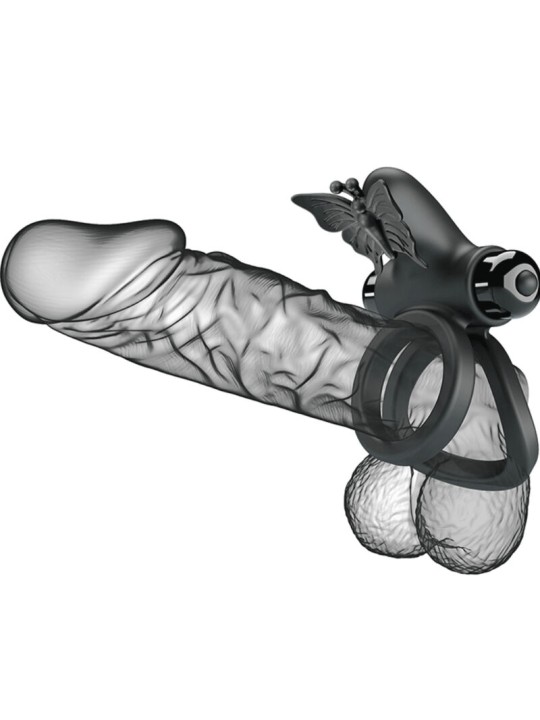 PRETTY LOVE - DOUBLE VIBRATING RING WITH BLACK STIMULATOR