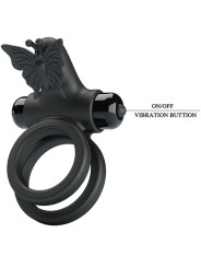 PRETTY LOVE - DOBLE ANILLO VIBRADOR CON ESTIMULADOR NEGRO