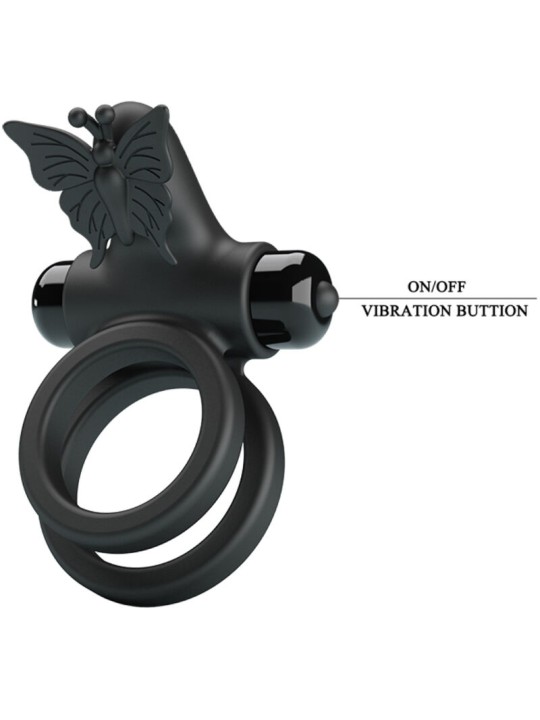 PRETTY LOVE - DOUBLE VIBRATING RING WITH BLACK STIMULATOR