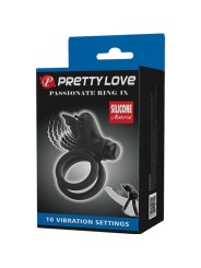 PRETTY LOVE - DOBLE ANILLO VIBRADOR CON ESTIMULADOR NEGRO