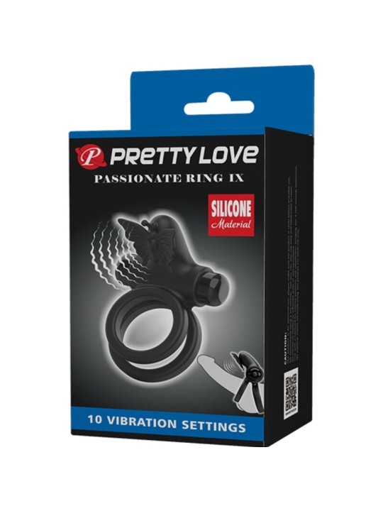 PRETTY LOVE - DOUBLE VIBRATING RING WITH BLACK STIMULATOR